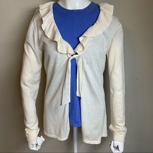 J. Jill Cashmere Silk Cardigan Ruffle Tie Front